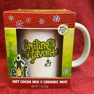 NEW Elf Movie Ceramic Mug 8 oz Christmas "Smilings My Favorite" Coffee Tea Cup